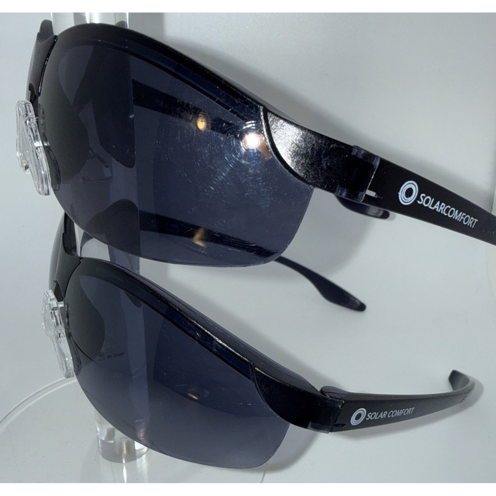 Lot of 2 Authentic Solar Comfort Polycarbonate Sunglasses- 6706 UV Wrap Black - Picture 2 of 13
